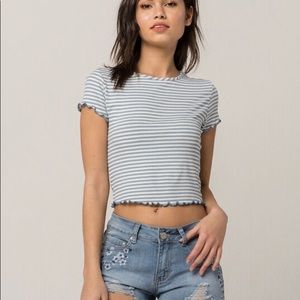 Blue and white striped crop top